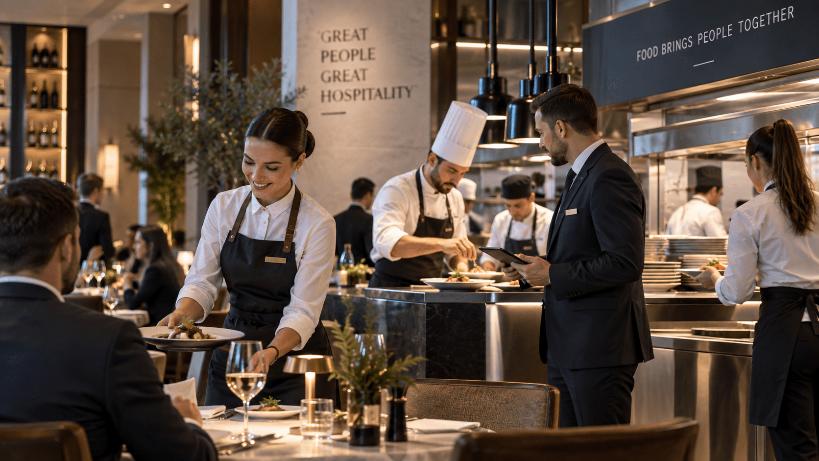 Ugostiteljski kadrovi tokom servisa u hotelskom restoranu